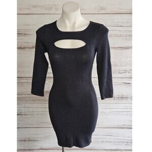 Express Navy Blue Shimmer Keyhole Cutout Bodycon Dress sz XS